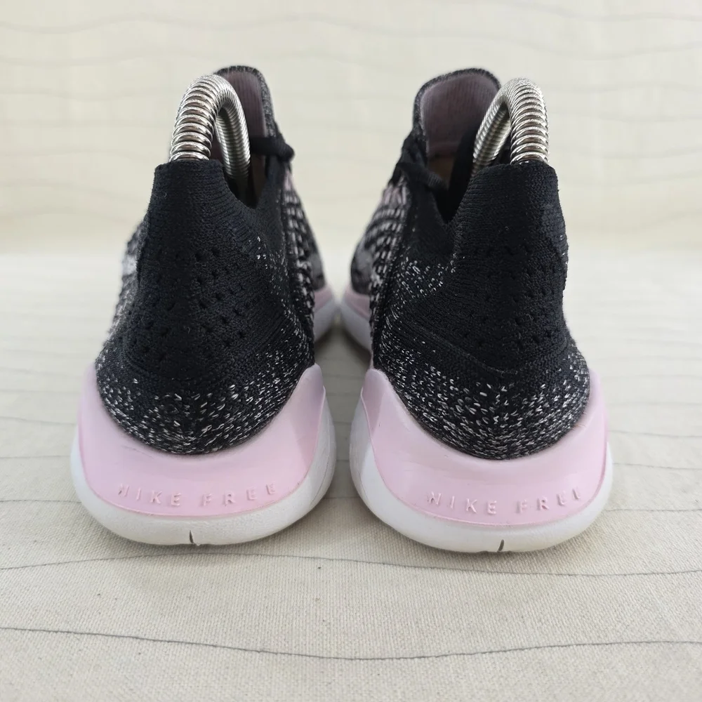 Nike Womens Free RN Flyknit Black Pink White Running Shoes 2019 942839-007 Sz 7